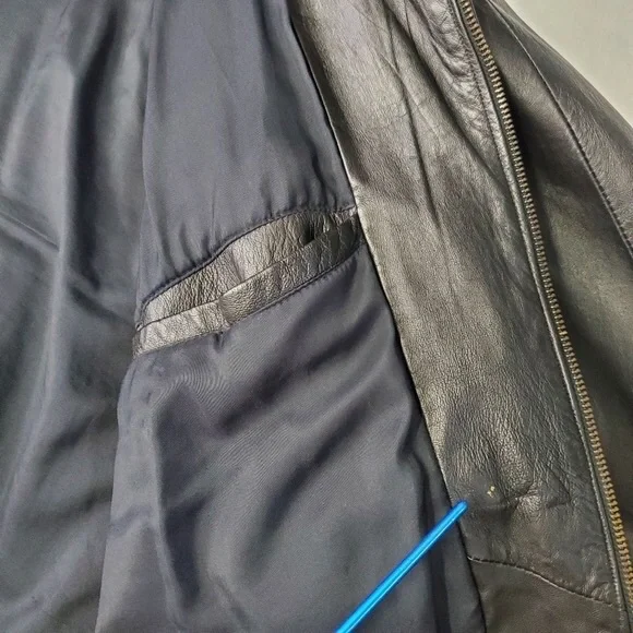 Pioneer Wear Men's Leather Bomber Jacket 100% Lamb Leather Vintage Biker Size L - Picture 15 of 16